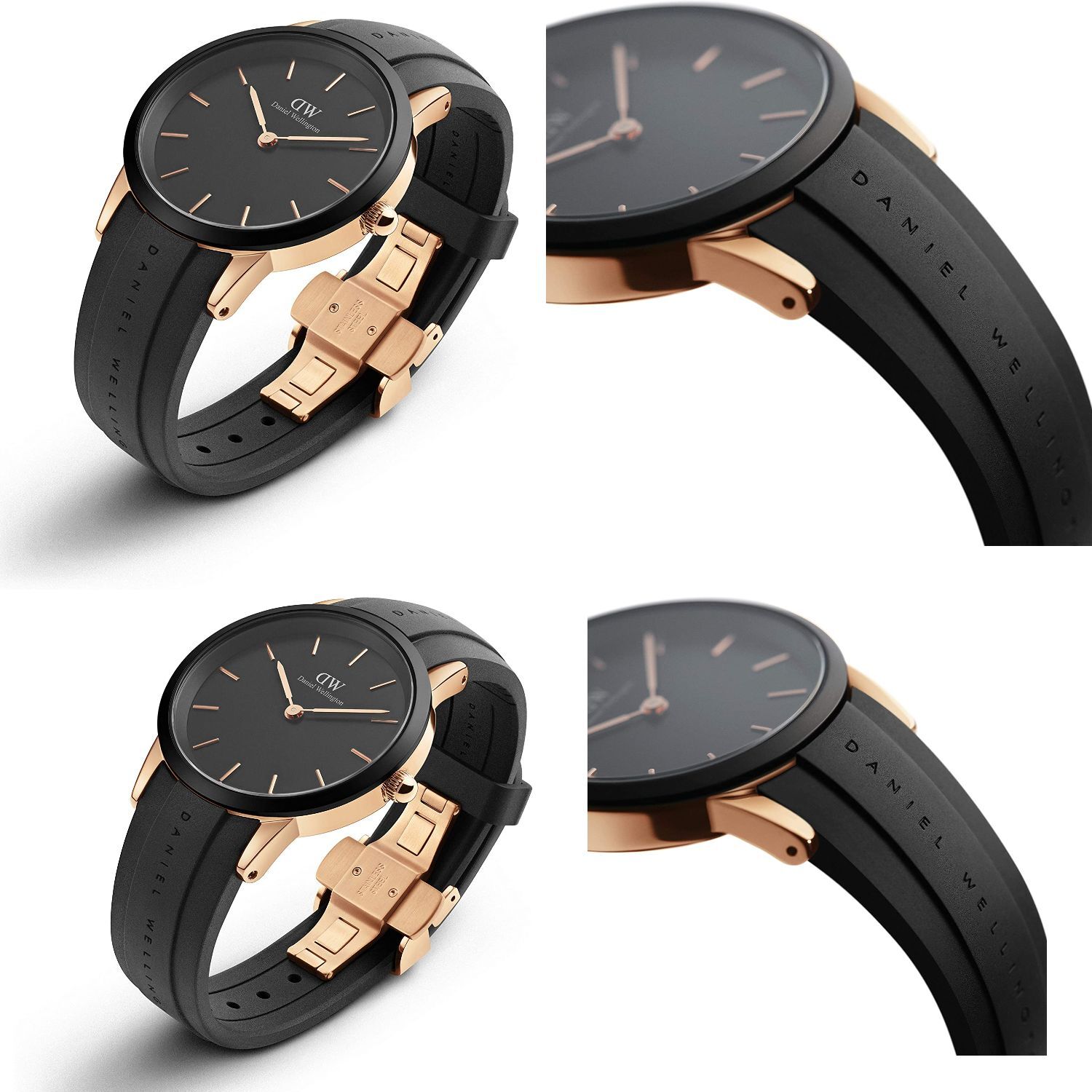 Daniel Wellington Iconic Motion Black Dial Rubber Strap Watch For Women - DW00100426
