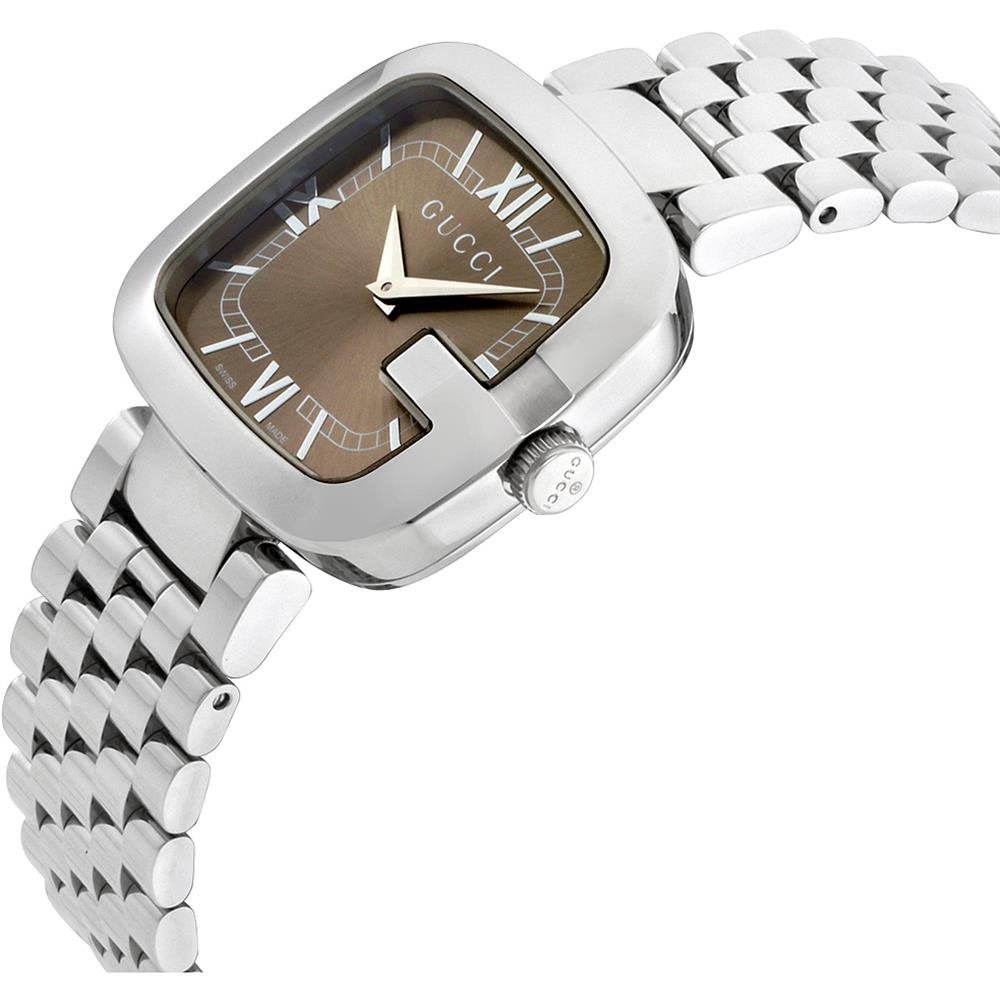Gucci G-Gucci Brown Dial Silver Steel Strap Watch For Women - YA125413
