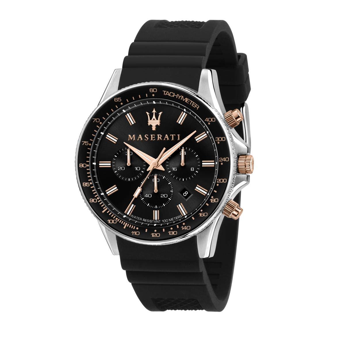 Maserati SFIDA 44mm Black Silicon Chronograph Watch For Men - R8871640002