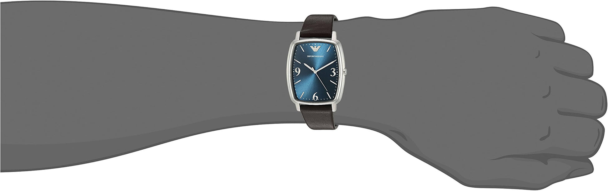 Emporio Armani Retro Quartz Blue Dial Black Leather Strap Watch For Men - AR2491