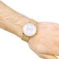 Calvin Klein Minimal White Dial Rose Gold Mesh Bracelet Watch for Women - K3M22626
