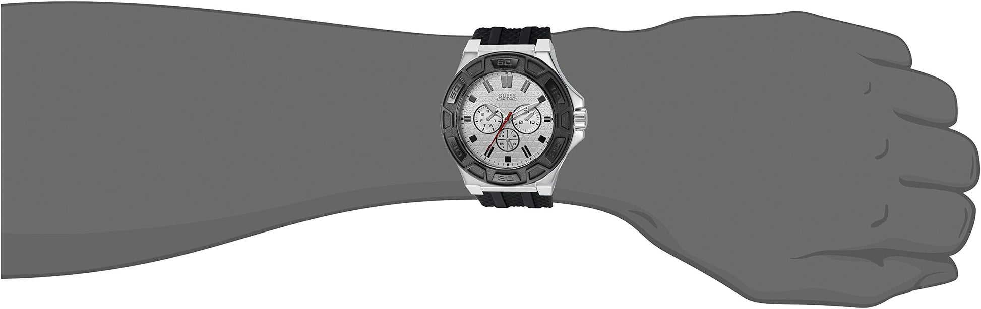 Guess Force Analog Quartz White Dial Black Rubber Strap Watch For Men - W0674G3