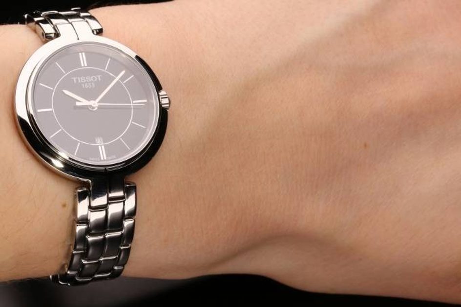 Tissot T Trend Flamingo Black Dial Silver Steel Strap Watch For Women - T094.210.11.051.00