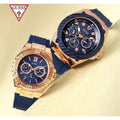 Guess Legacy Blue Dial Blue Silicone Strap Watch For Men - W1049G2