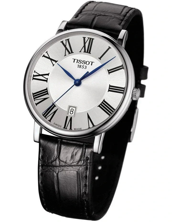 Tissot Carson Premium Silver Dial Black Leather Strap Watch For Men - T122.410.16.033.00
