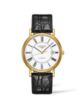 Longines Presence 25.5mm Automatic White Dial Black Leather Strap Watch for Women - L4.921.2.11.2
