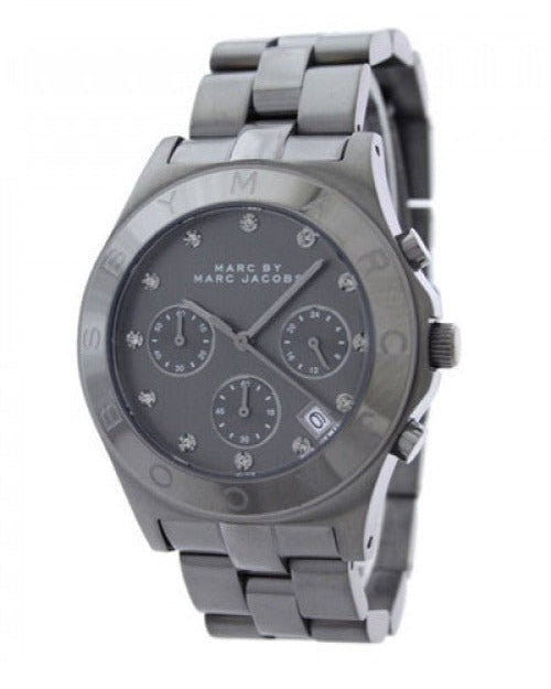 Marc Jacobs Blade Chronograph Black Dial Black Steel Strap Watch for Women - MBM3103