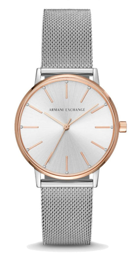 Armani Exchange Lola Analog White Dial Silver Mesh Strap Watch For Women - AX5537