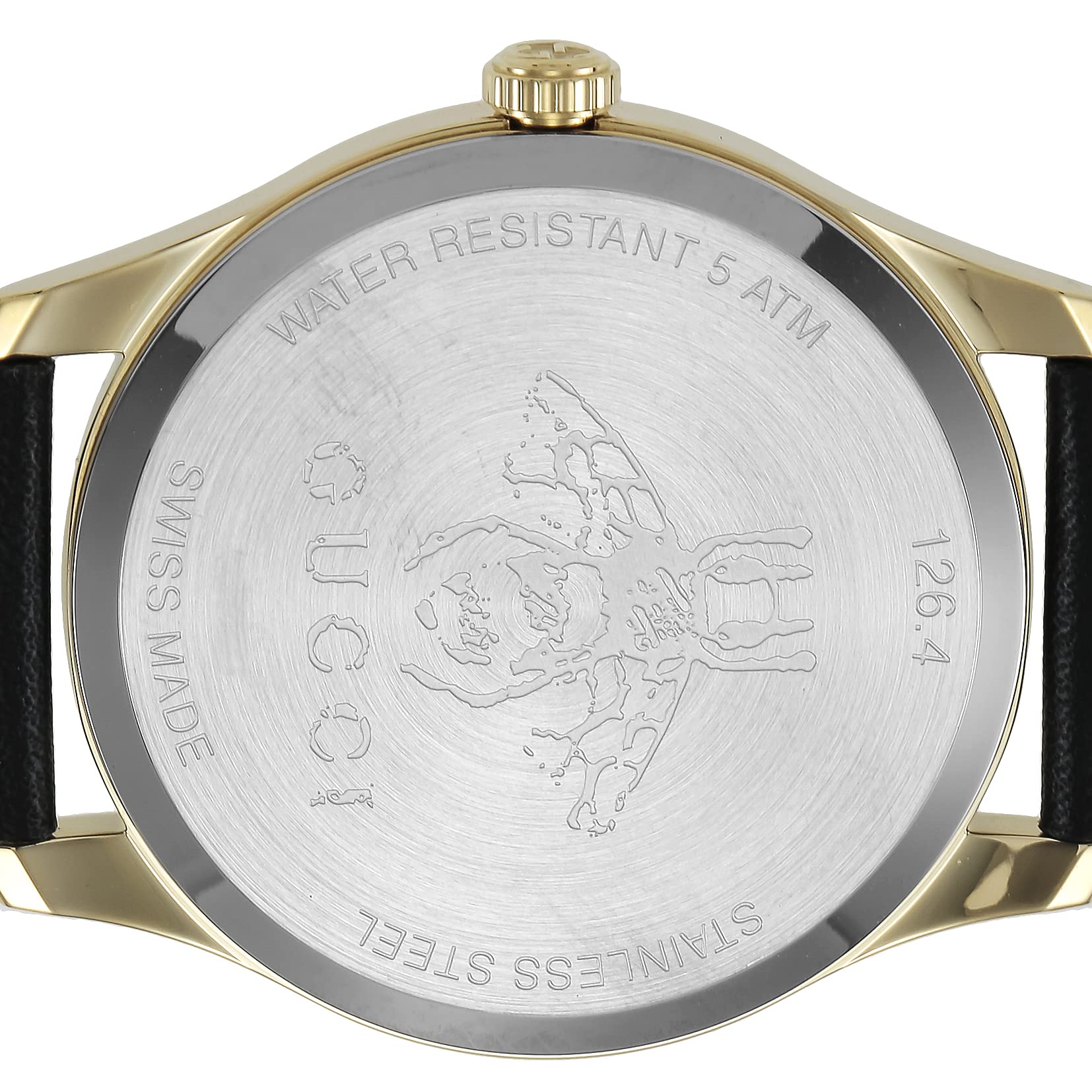 Gucci G-Timeless Mother of Pearl Dial Black Leather Strap Watch For Women - YA126589