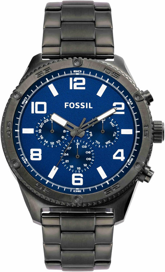 Fossil Brox Multifunction Blue Dial Grey Steel Strap Watch for Men - BQ2798