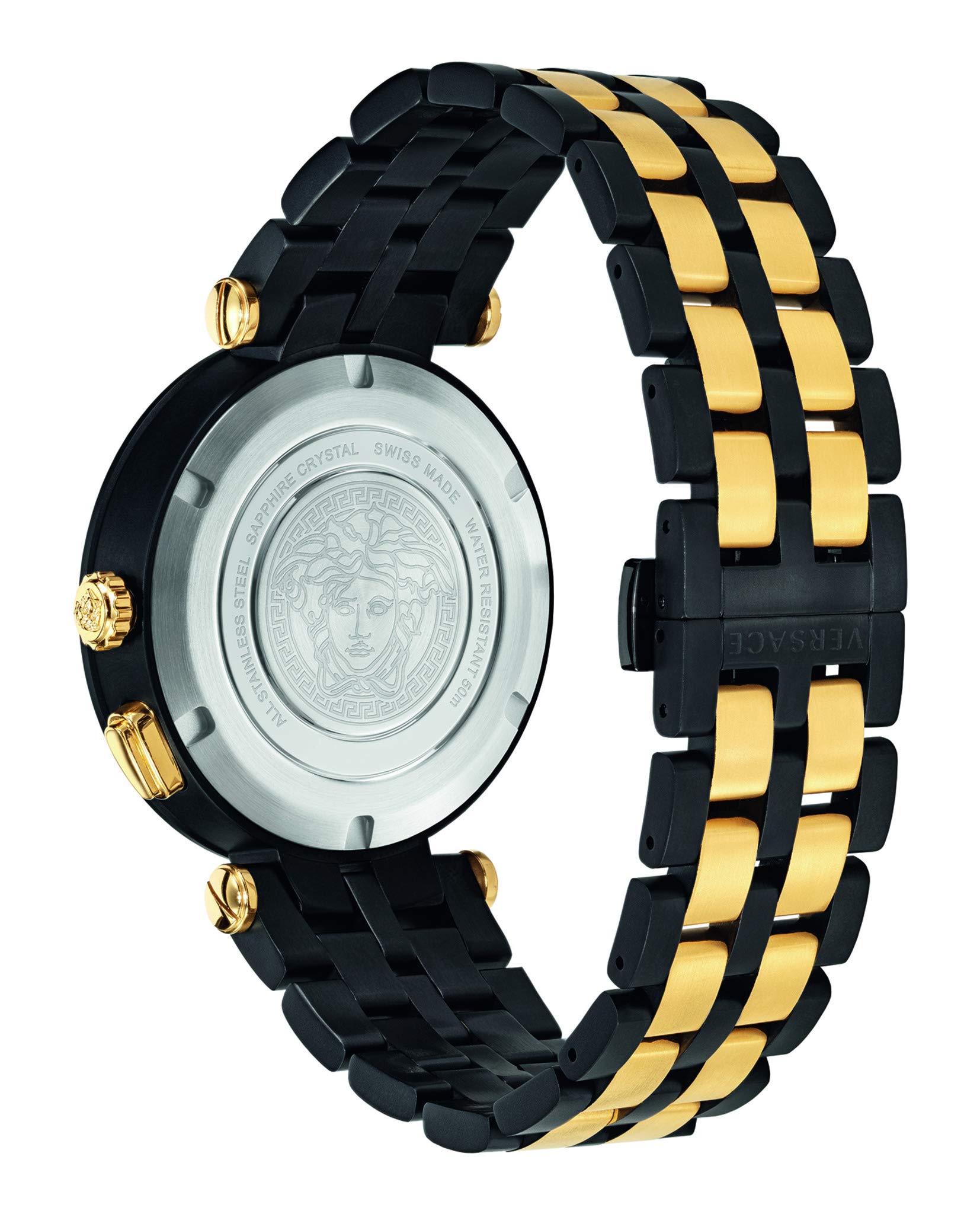 Versace V-Race Analog Quartz Black Dial Two Tone Steel Strap Watch For Men - VEBV00619