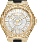 Michael Kors Lennox Three Hand Crystals Silver Dial Black Silicone Strap Watch For Women - MK7247