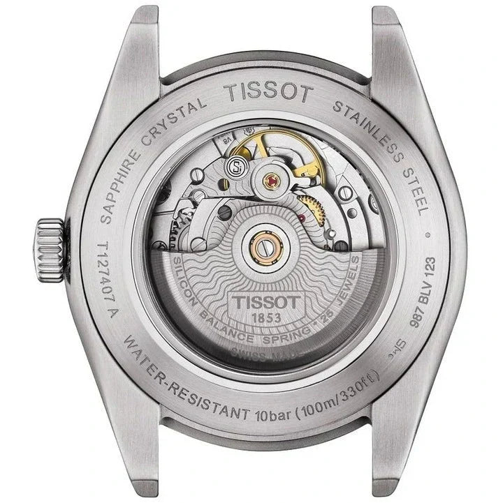 Tissot Gentleman Powermatic 80 Silicium Blue Dial Black Leather Strap Watch For Men - T127.407.16.041.01