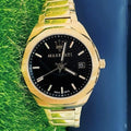 Maserati Stile Black Dial Gold Steel Strap Watch For Men - R8853142004