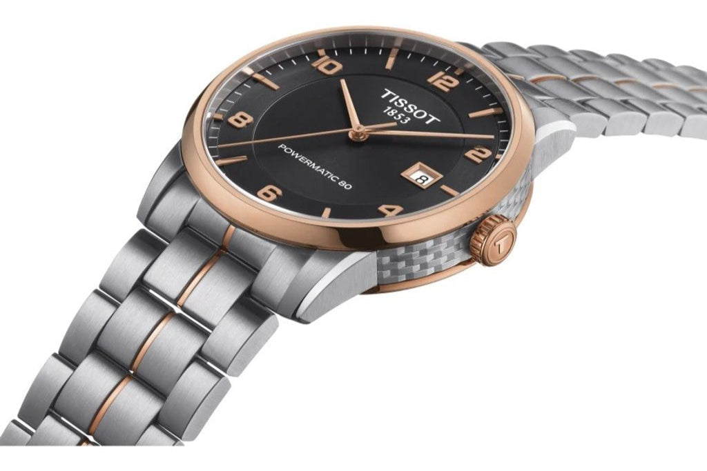 Tissot Luxury Powermatic 80 Black Dial Silver Steel Strap Watch For Men - T086.407.22.051.00