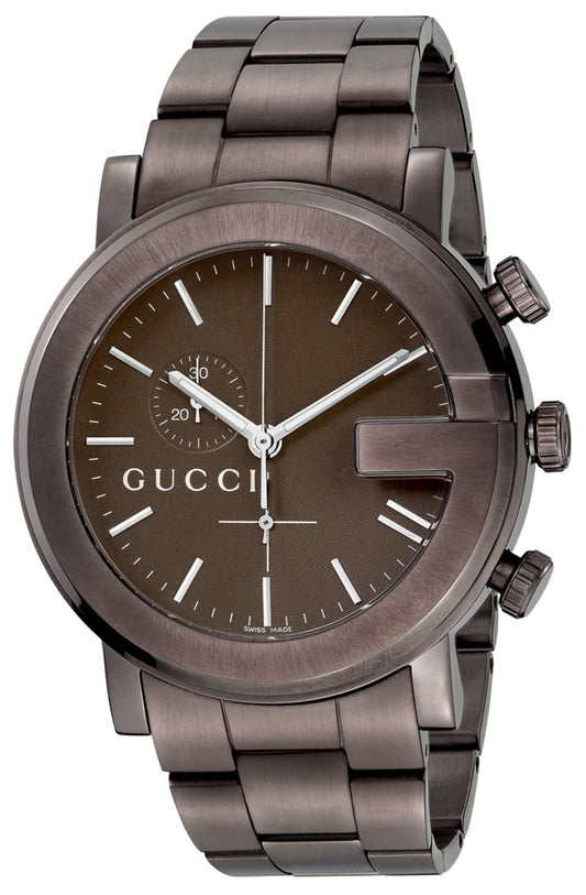 Gucci G Chrono Brown Dial Brown Steel Strap Watch For Men - YA101341