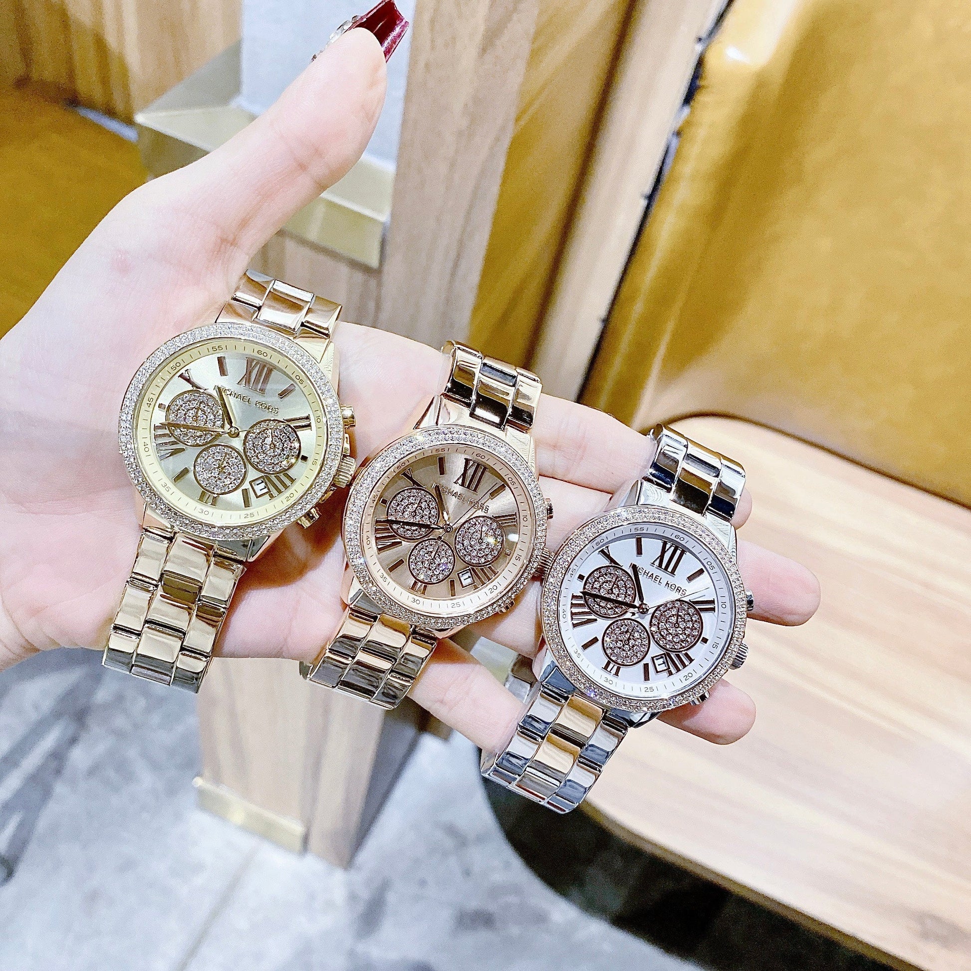 Michael Kors Bryn Chronograph Rose Gold Dial Rose Gold Steel Strap Watch For Women - MK7200