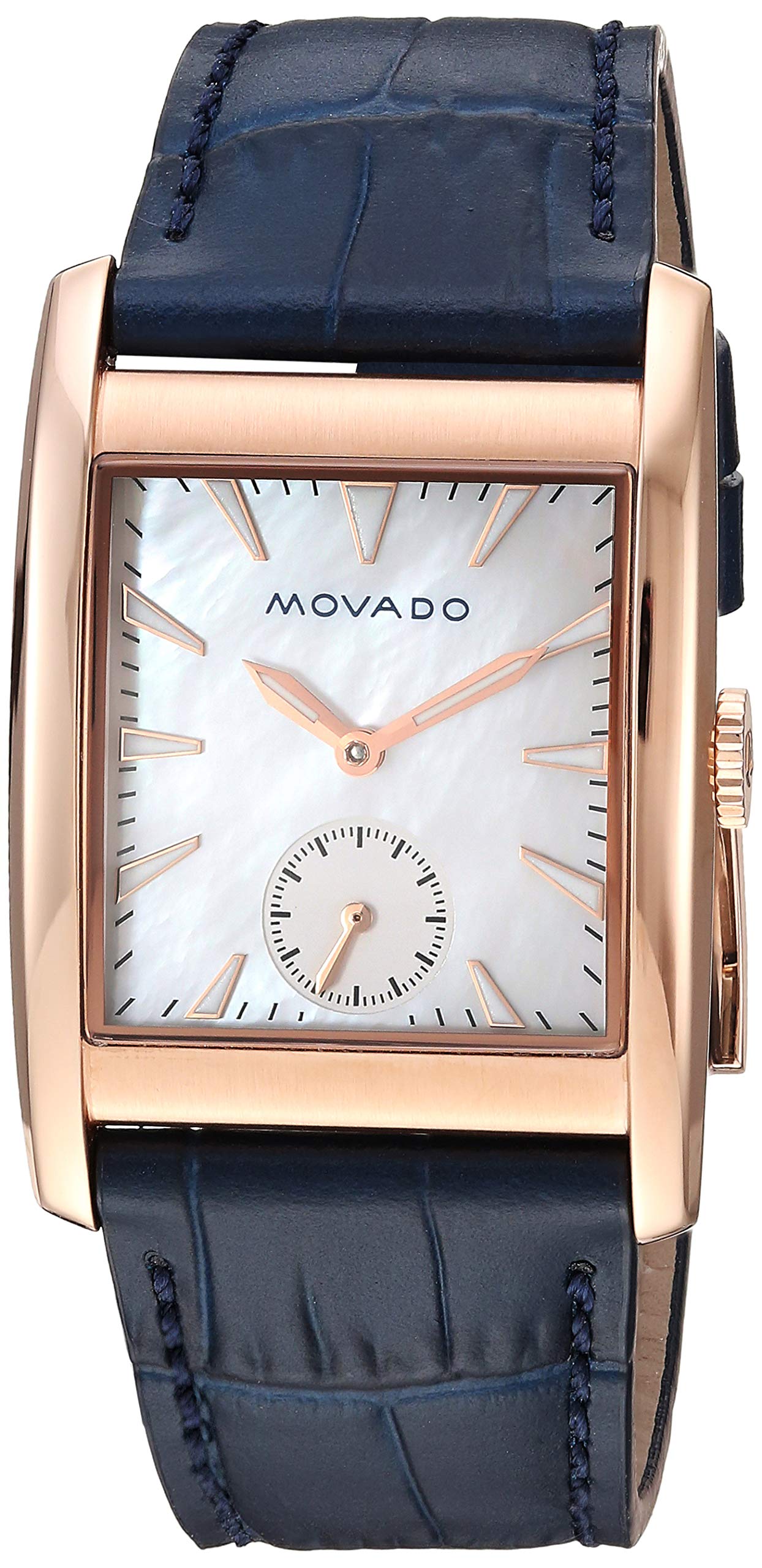 Movado Heritage Mother of Pearl White Dial Blue Leather Strap Watch For Women - 3650052
