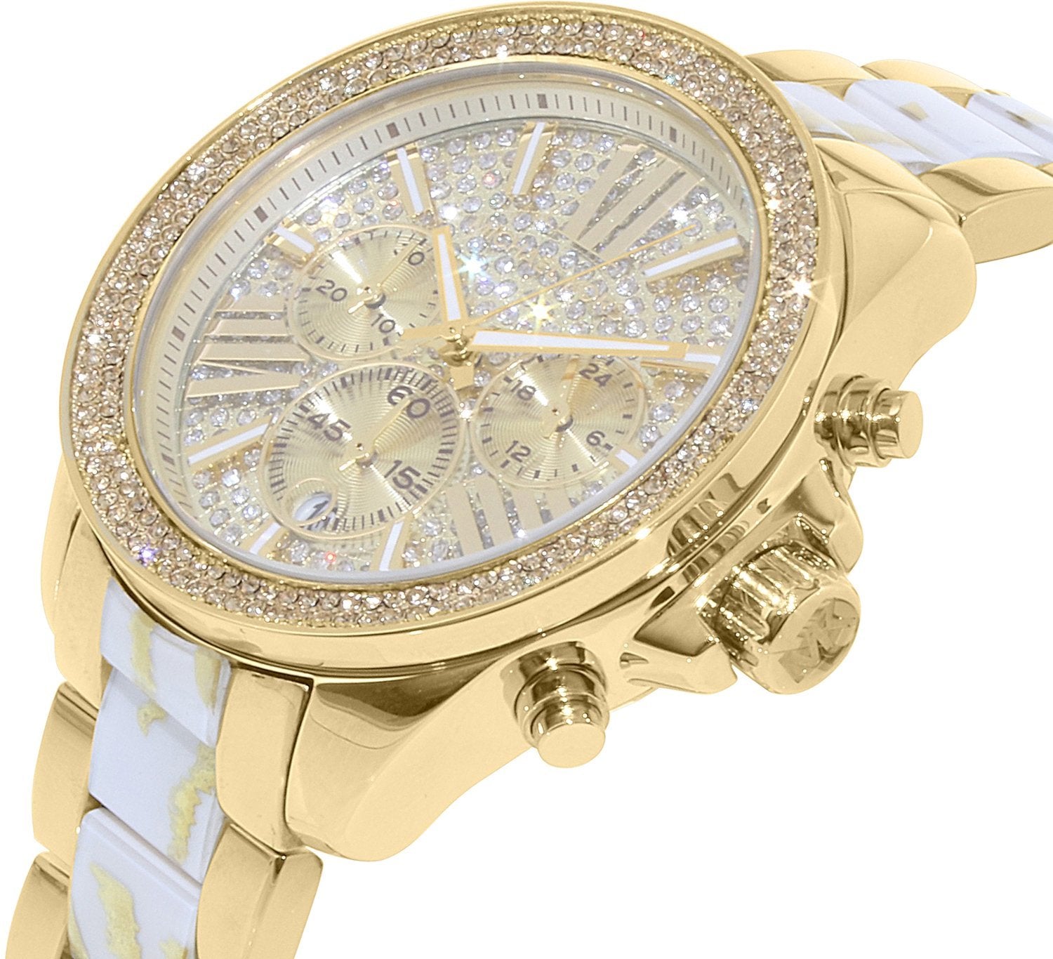 Michael Kors Wren Diamonds Gold Dial Two Tone Steel Strap Watch for Women - MK6157