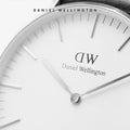 Daniel Wellington Classic Sheffield White Dial Black Leather Strap Watch For Women - DW00100053