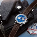 Breitling Top Time B01 Shelby Cobra Blue Dial Brown Leather Strap Watch for Men - AB01763A1C1X1