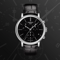 Tissot Carson Premium Chronograph Black Dial Black Leather Strap Watch For Men - T122.417.16.051.00