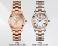 Tissot T Wave Cream Dial Rose Gold Steel Strap Watch For Women - T112.210.33.451.00