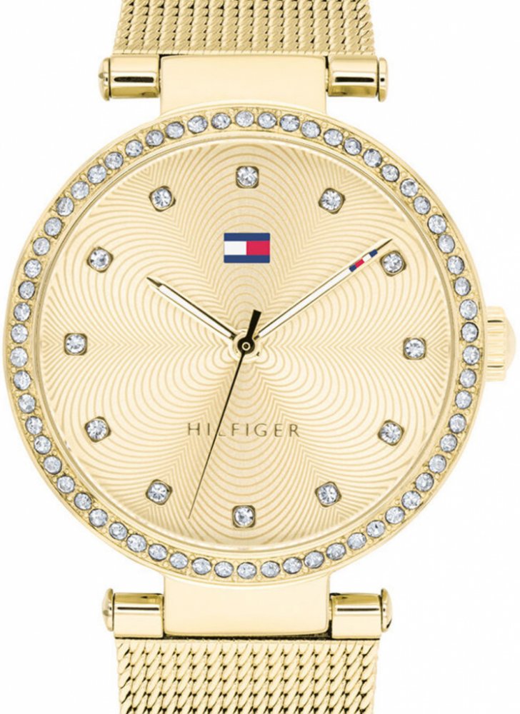 Tommy Hilfiger Lynn Quartz Gold Dial Gold Mesh Bracelet Watch For Women - 1781864