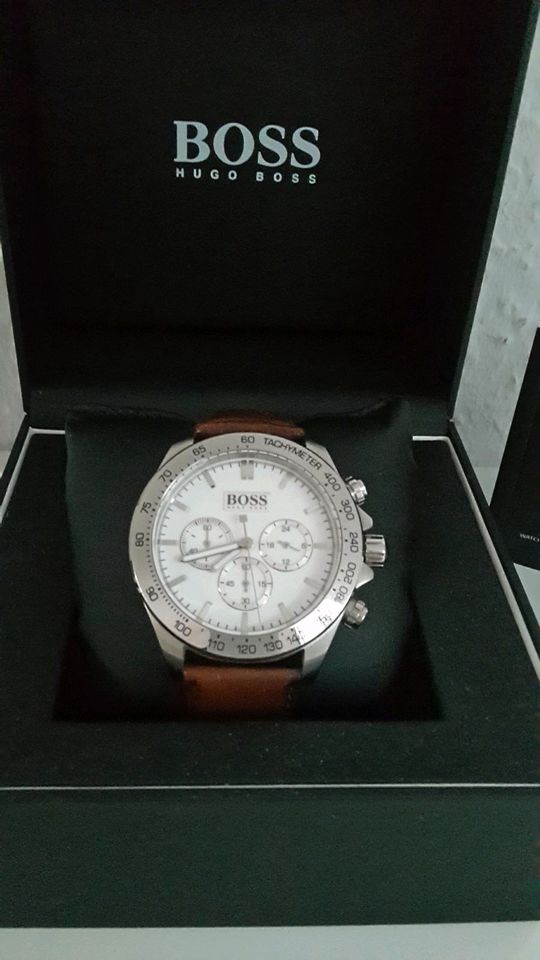 Hugo Boss Ikon White Dial Brown Leather Strap Watch for Men - 1513175