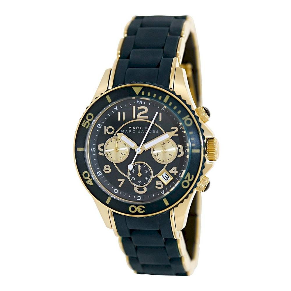 Marc Jacobs Rock Chronograph Green Dial Green Silicone Strap Watch for Women - MBM2597