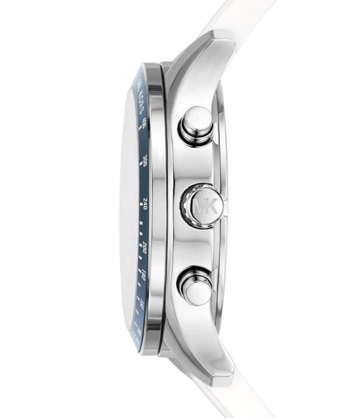Michael Kors Berkley Chronograph Silver Dial White Rubber Strap Watch For Women  - MKO1040
