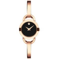 Movado Rondiro 22mm Black Dial Rose Gold Steel Strap Watch For Women - 0607065