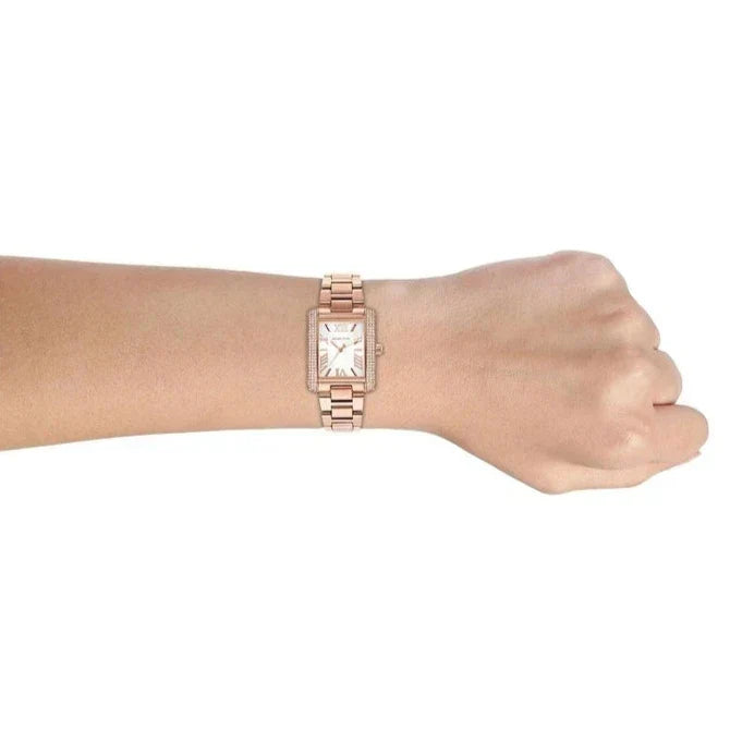 Michael Kors Emery Three-Hand Crystals Silver Dial Rose Gold Steel Strap Watch for Women - MK4644