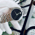 Movado Classic Quartz Black Dial Silver Steel Strap Watch for Men - 0606337