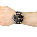 Diesel Mr Daddy 2.0 Chronograph Black Dial Black Leather Strap Watch For Men - DZ7348