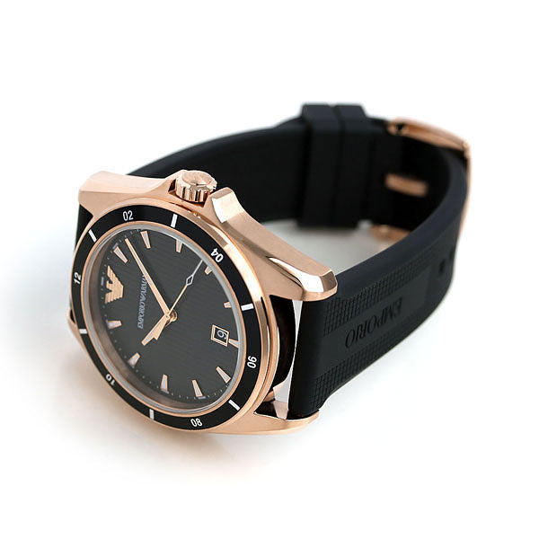 Emporio Armani Sport Quartz Black Dial Black Rubber Strap Watch For Men - AR11101