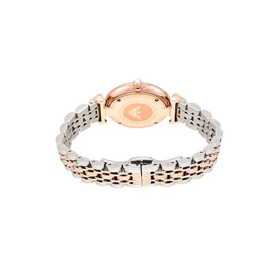 Emporio Armani T Bar Gianni Classic Mother Of Pearl Dial Two Tone Steel Strap Watch For Women - AR1683