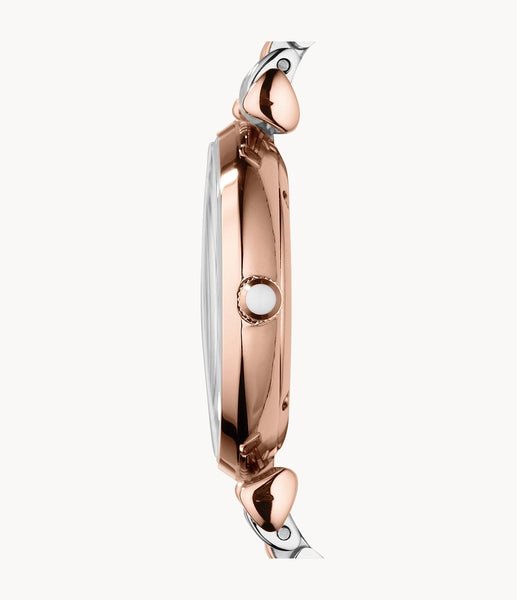 Emporio Armani T Bar Gianni Classic Mother Of Pearl Dial Two Tone Steel Strap Watch For Women - AR1683