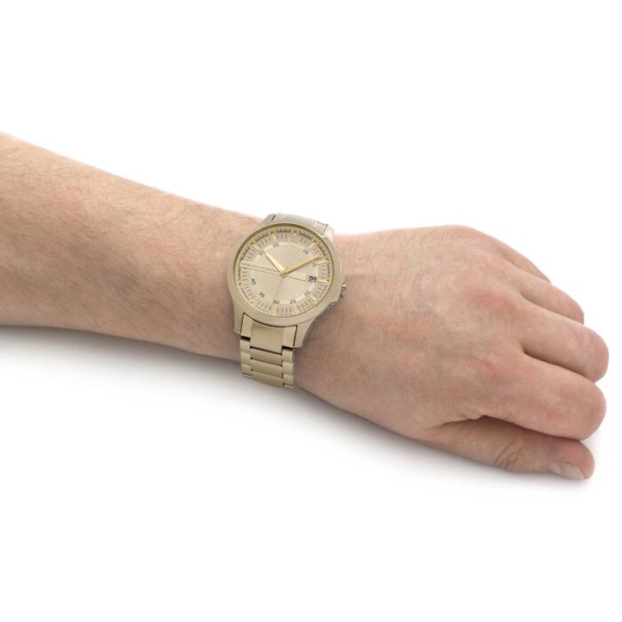 Armani Exchange Hampton Chronograph Gold Dial Gold Steel Strap Watch For Men - AX2415