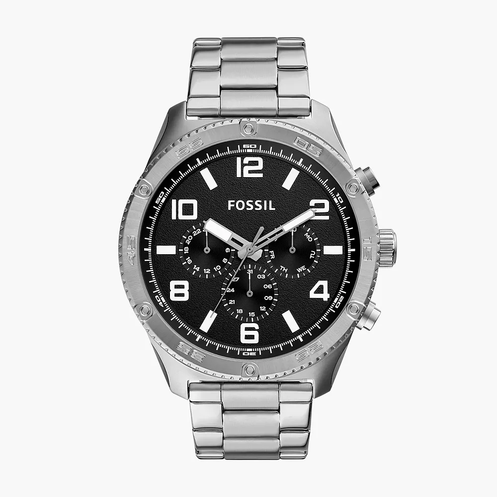 Fossil Brox Multifunction Black Dial Silver Steel Strap Watch for Women - BQ2797