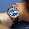 Breitling Top Time B01 Shelby Cobra Blue Dial Brown Leather Strap Watch for Men - AB01763A1C1X1