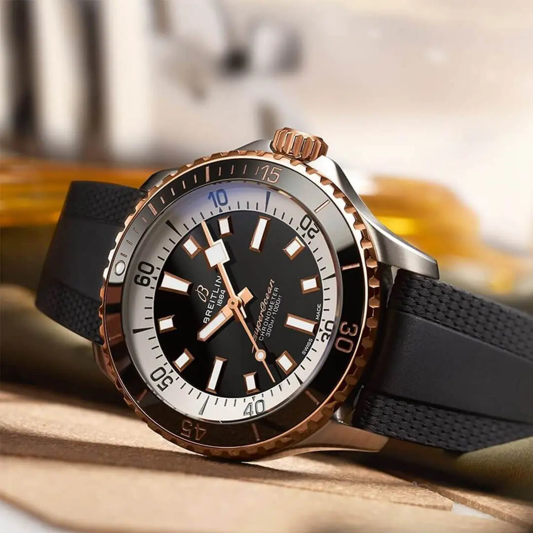 Breitling Superocean Automatic 42 Black Dial Black Rubber Strap Watch for Men - U17375211B1S1