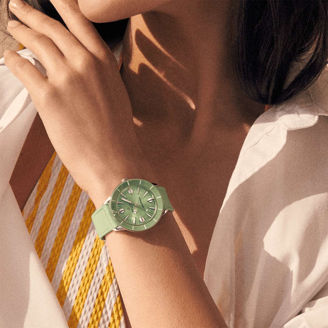 Breitling Superocean Heritage '57 Pastel Paradise Green Dial Green Leather Strap Watch for Women - A10340361L1X1