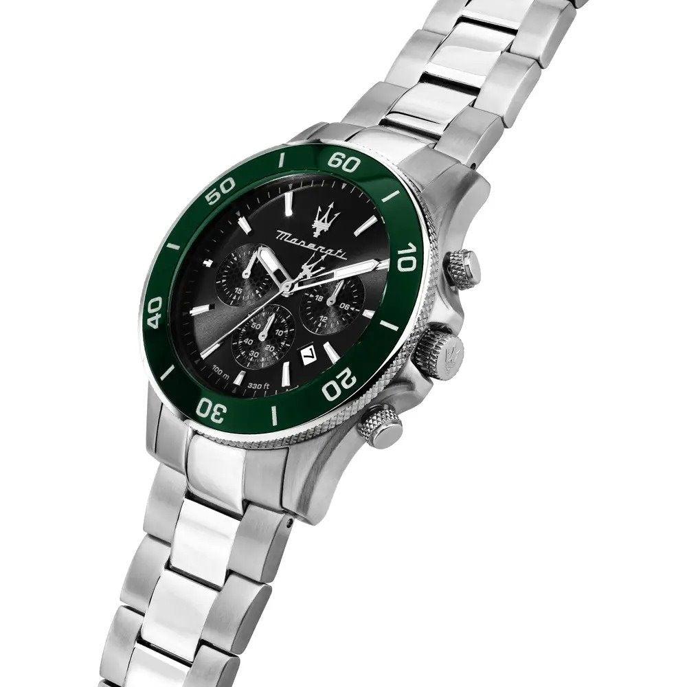 Maserati Competizione Chronograph Black Dial Silver Steel Strap Watch For Men - R8873600008