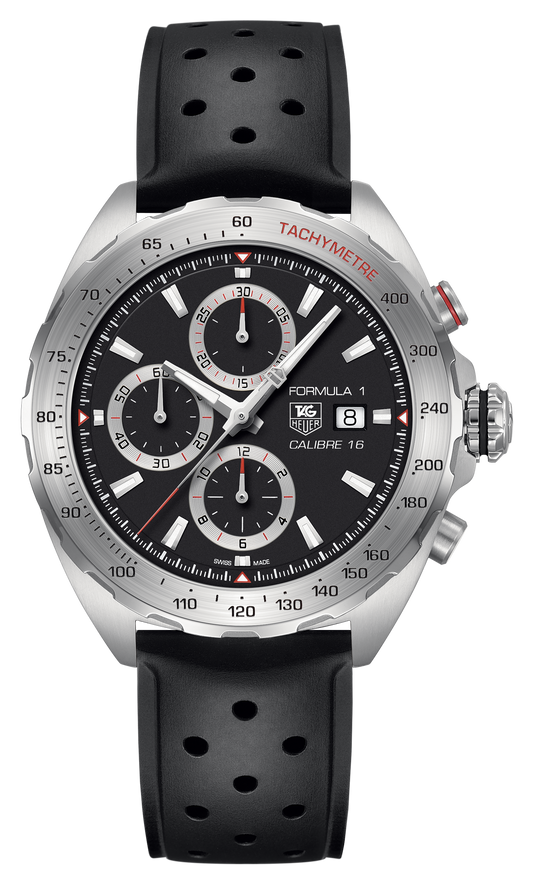 Tag Heuer Formula 1 Calibre 16 Black Dial Black Leather Strap Watch for Men - CAZ2010.FT8024