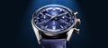 Tag Heuer Carrera Chronograph Blue Dial Blue Leather Strap Watch for Men - CBS2212.FC6535