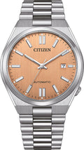 Citizen Tsuyosa Automatic Salmon Orange Dial Silver Steel Strap Watch For Men - NJ0159-86Z