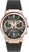 Salvatore Ferragamo Sapphire Chrono Black Dial Black Rubber Strap Watch for Men - SFME00721
