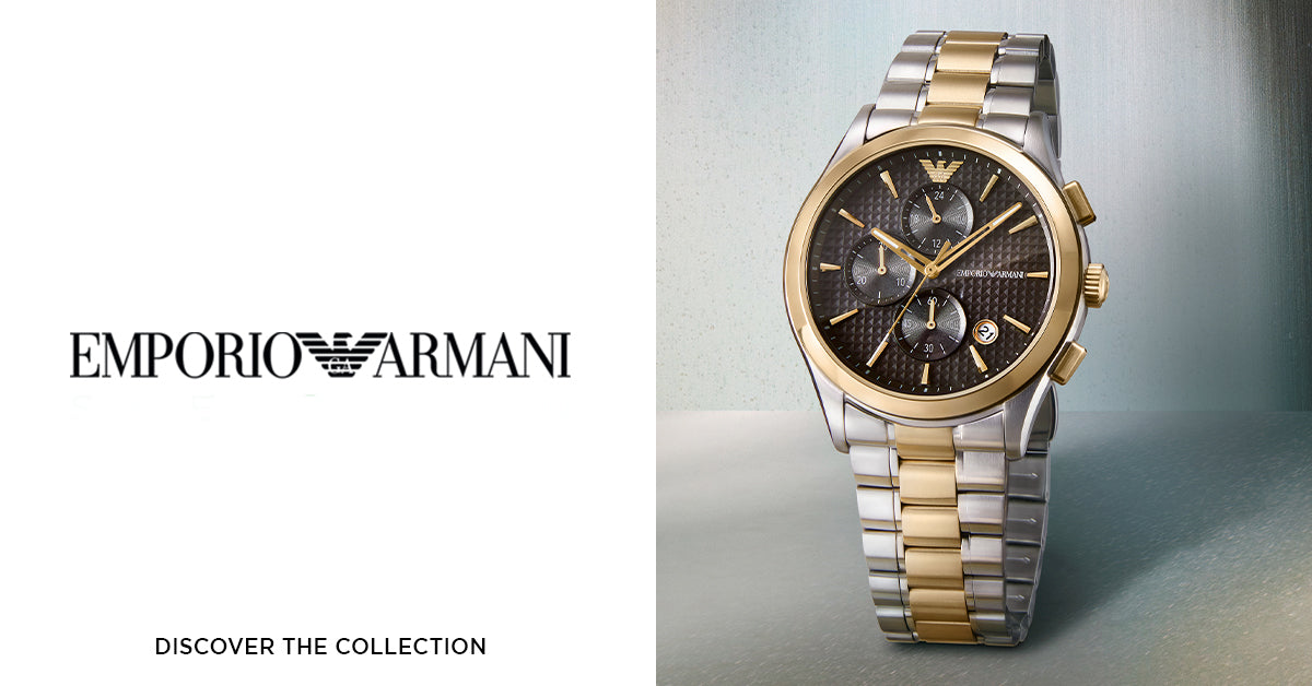 Emporio Armani Paolo Chronograph Grey Dial Two Tone Steel Strap Watch For Men - AR11527