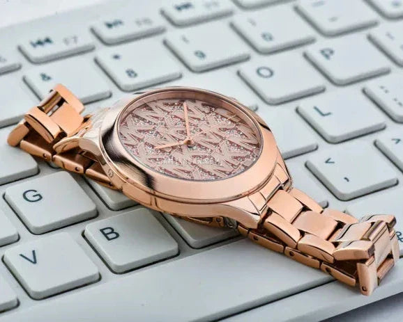 Michael Kors Slim Runway Rose Gold Dial Rose Gold Steel Strap Watch for Women - MK4658